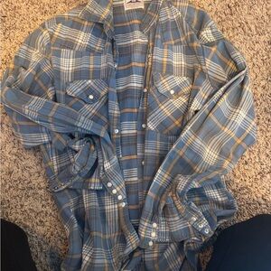Men's Blue and Yellow Plaid Button Down Shirt